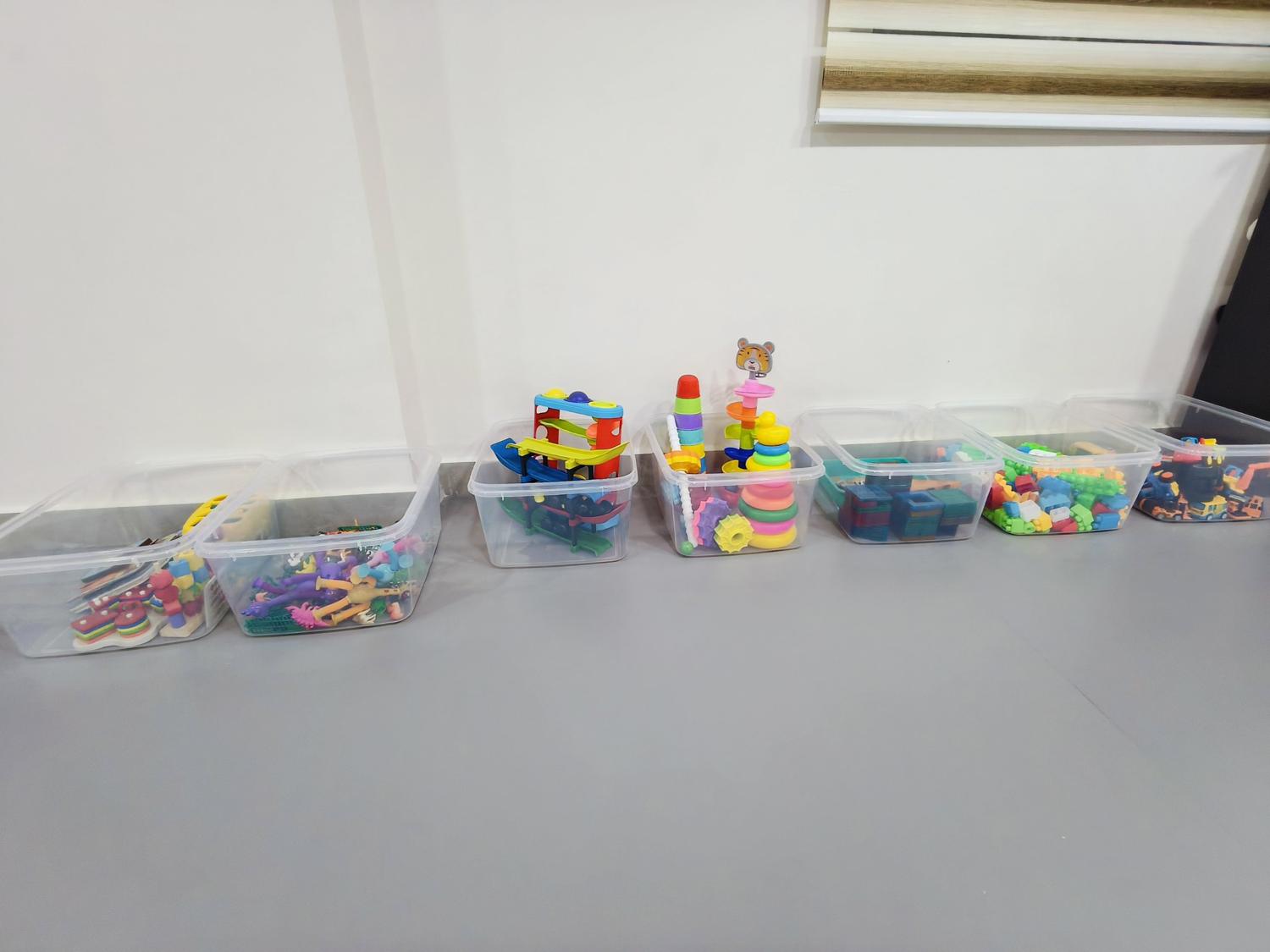 Tubs of stacking, sorting and building toys